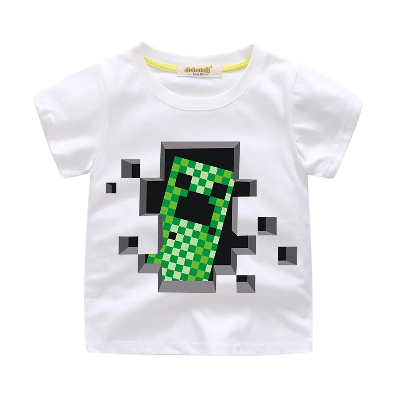 

Baby 3D Cartoon Minecraft Tee Tops Clothes Boy Girls Cute Cartoon T-shirt Clothing Children Summer Short T Shirt Costume ZN8