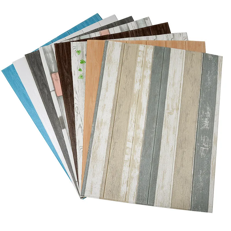 

3D Wooden Wall Sticker Living Room Home Decor PE Foam Waterproof Wall Covering Wallpaper For TV Background Kids Room 3D Stickers