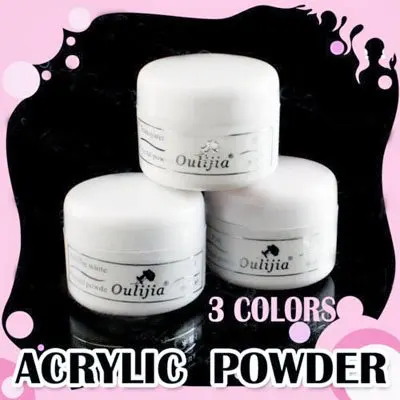 

3 Crystal Acrylic Powder For Nail Tips (White Clear Pink) Nail Art Nail Care Product