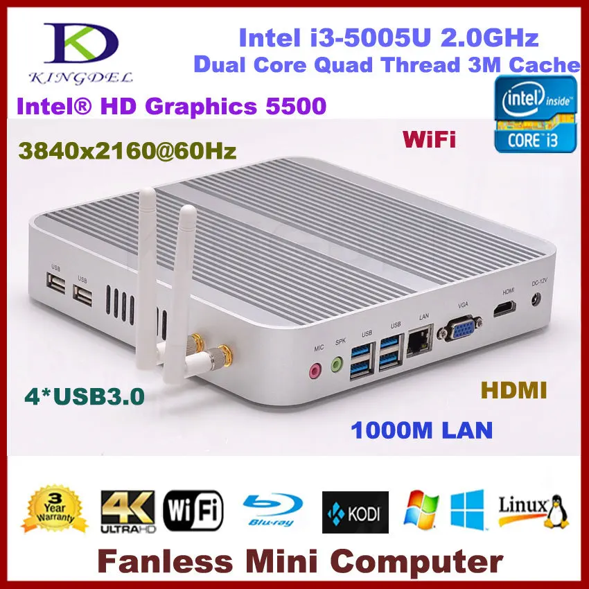

4G RAM+64G SSD Fanless Broadwell Linux Mini PC Intel Core i3 5005U HD5500 micro pc mini computer