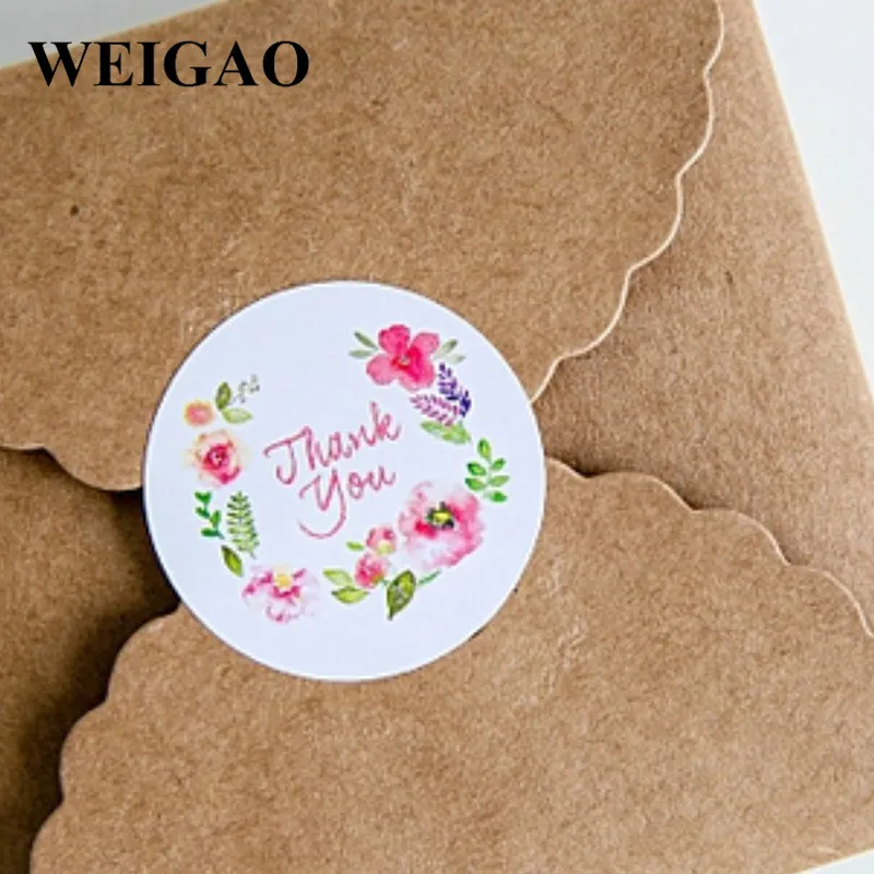 

WEIGAO 100pcs Thank You Round Self-Adhesive Sealing Sticker DIY Gift Packaging Candy Bag Sticker Labels Decoration Party Favor