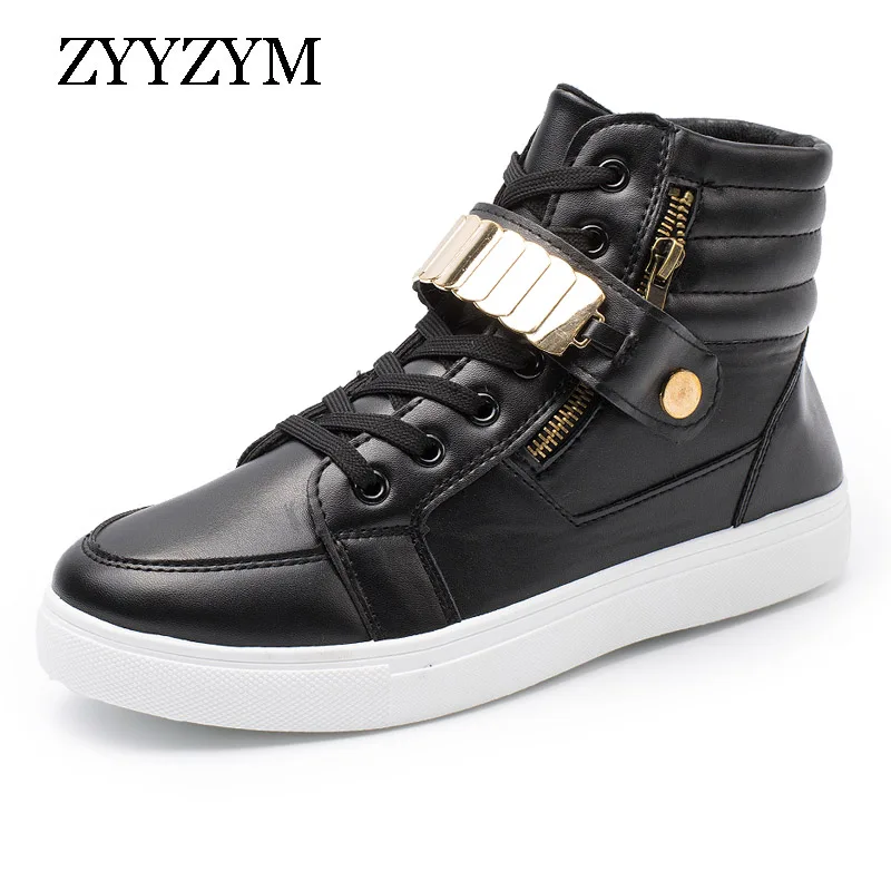 

ZYYZYM Men Autumn Winter Boots Pu Leather Fashion Trend Hip-hop Ankle High Casual shoes Hot Sale