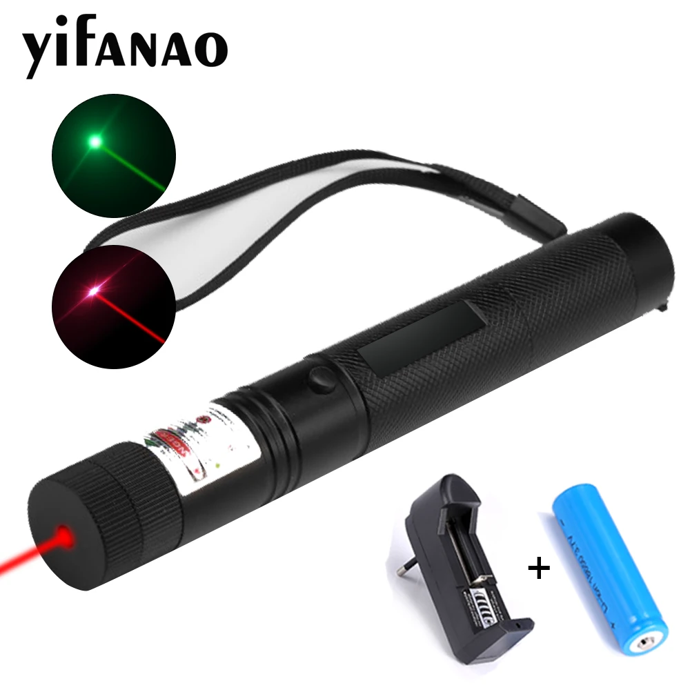 

High Power Laser 303 532nm Pointer Burning Match Laser 303 Pointer Pen with Safe Key Green Red Laser with 18650 Battery/Charger