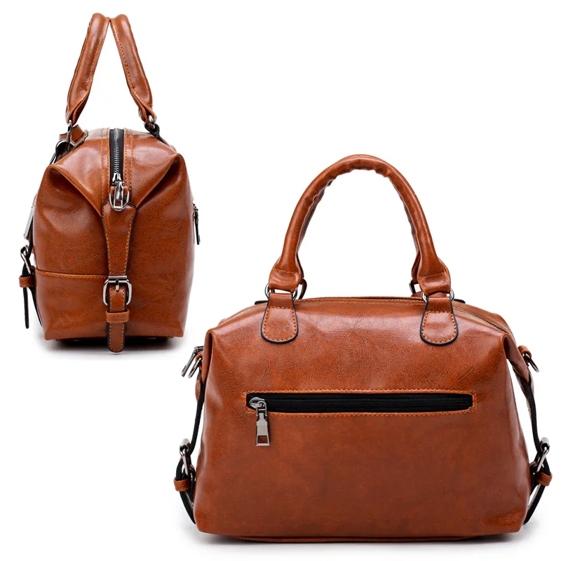 جديد أزياء المرأة الأعلى مقبض حقائب مصمم حمل حقائب جلدية عالية نوعية النفط الشمع خمر حمل حقيبة الكتف كيس صغير الرئيسي