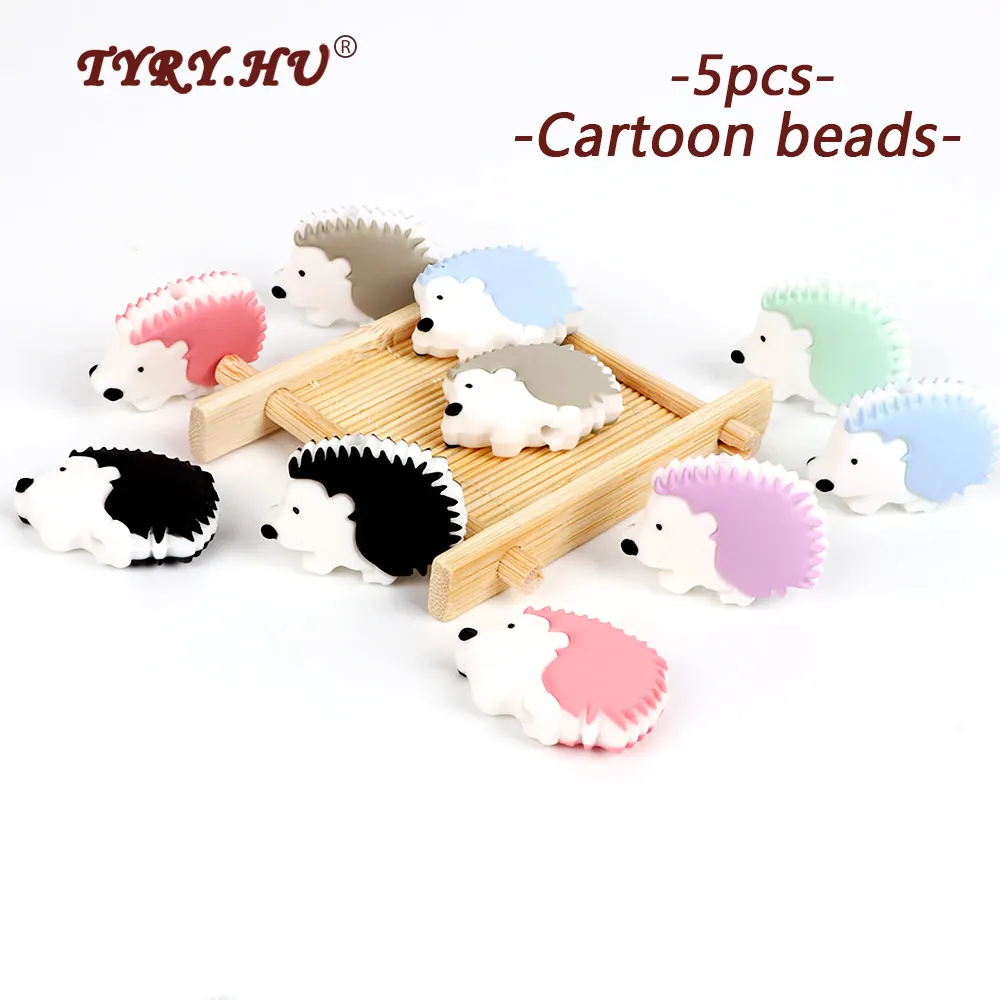 

TYRY.HU 5pc Food Grade Hedgehog Silicone Baby Teething Beads BPA Free Baby Chewable Teething Necklace Safe Toys DIY Newborn Gift