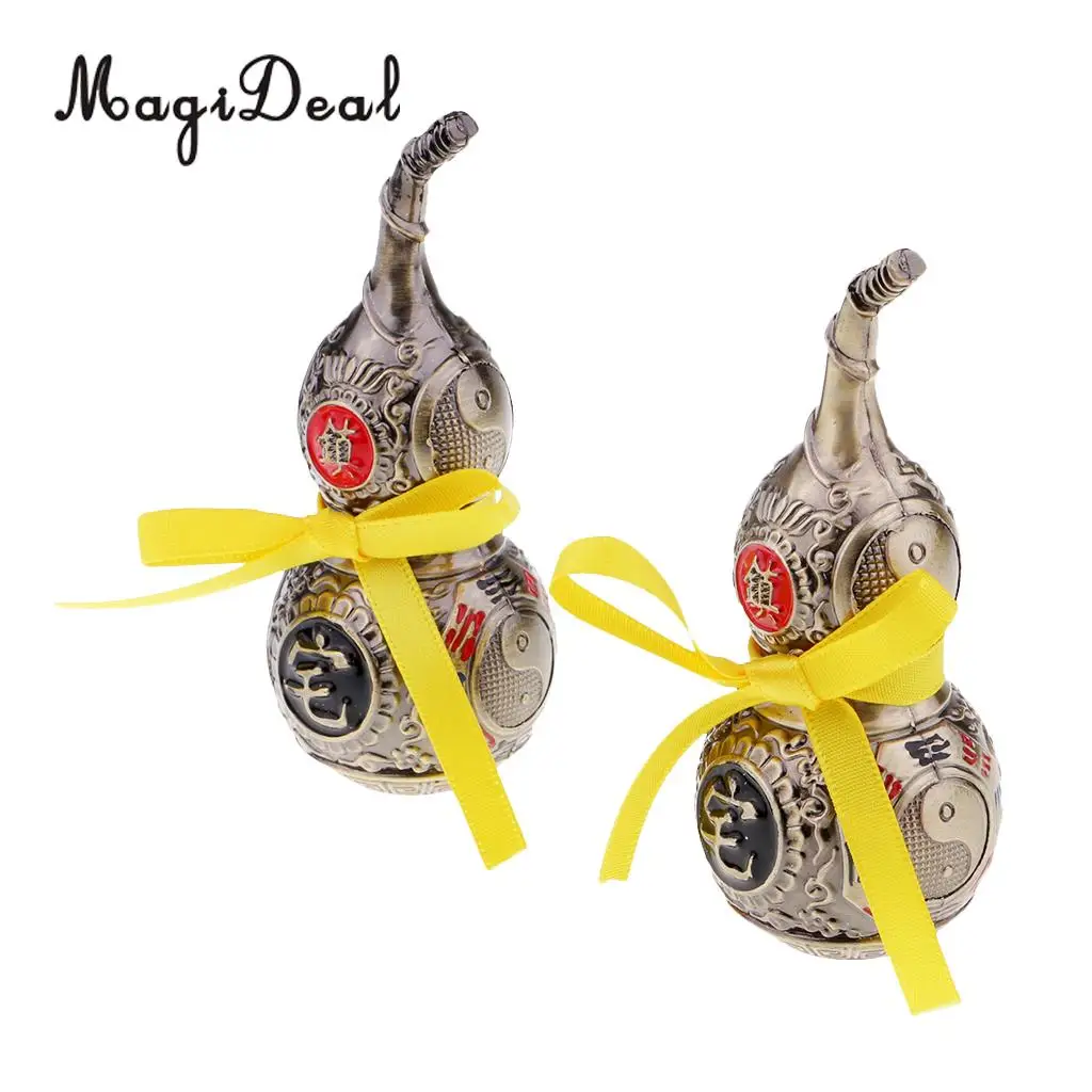 MagiDeal Vintage Chinese Fengshui Wu Lou Hu Lu Gourd Amulet Metal Crafts Accessory for Home Decoration Ornaments Collectables