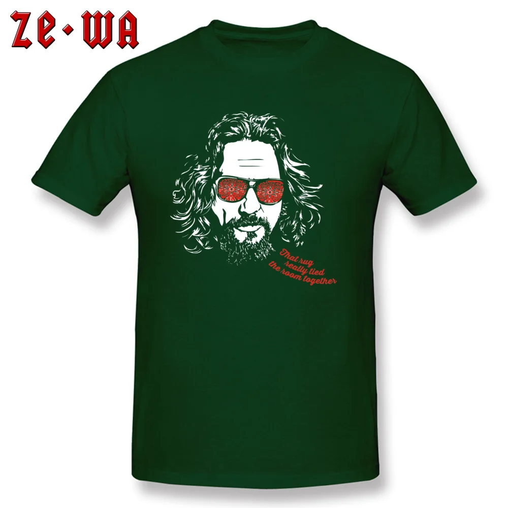 Normal Unique Tops & Tees Short Sleeve for Men 100% Cotton NEW YEAR DAY O Neck T-shirts Fitness Tight Tee Shirts Classic The Big Lebowski The Dude 1673 dark