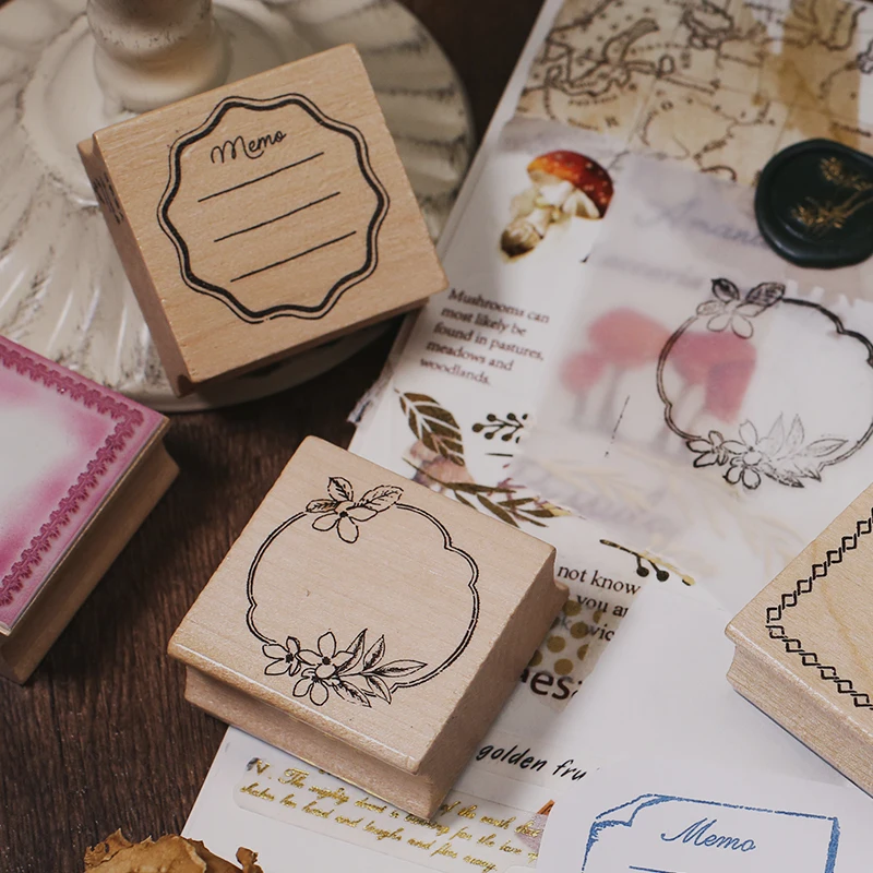 

XINAHER Vintage flowers plants labels stamp DIY wooden rubber stamps for scrapbooking stationery scrapbooking standard stamp