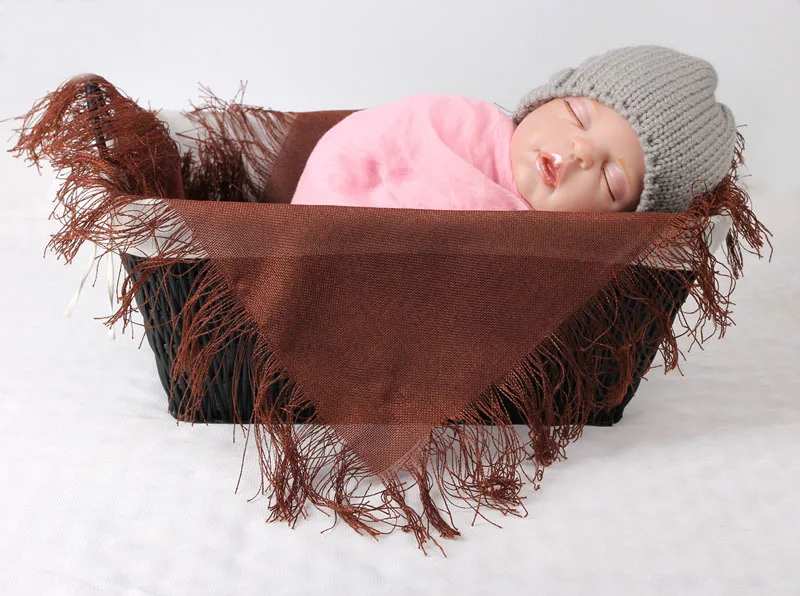 Реквизит для фотосъемки новорожденных, детское хлопчатобумажное одеяльце с бахромой, fotografie achtergronden, тканый реквизит для новорожденных - Цвет: 2