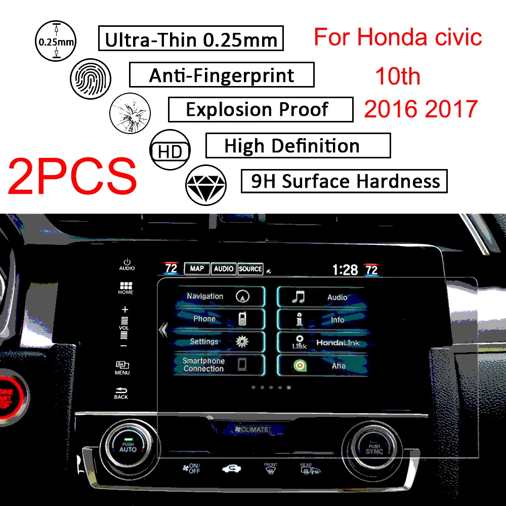 2 шт. 7 дюйм(ов) для Honda Civic 10th gps навигации экранная наклейка закаленное стекло экран протектор плёнки