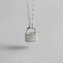 WTLTC 925 серебро кубический циркон кулон замок ожерелье s изящное маленькое ожерелье с замком Роскошная цепочка украшение для чокера для нее