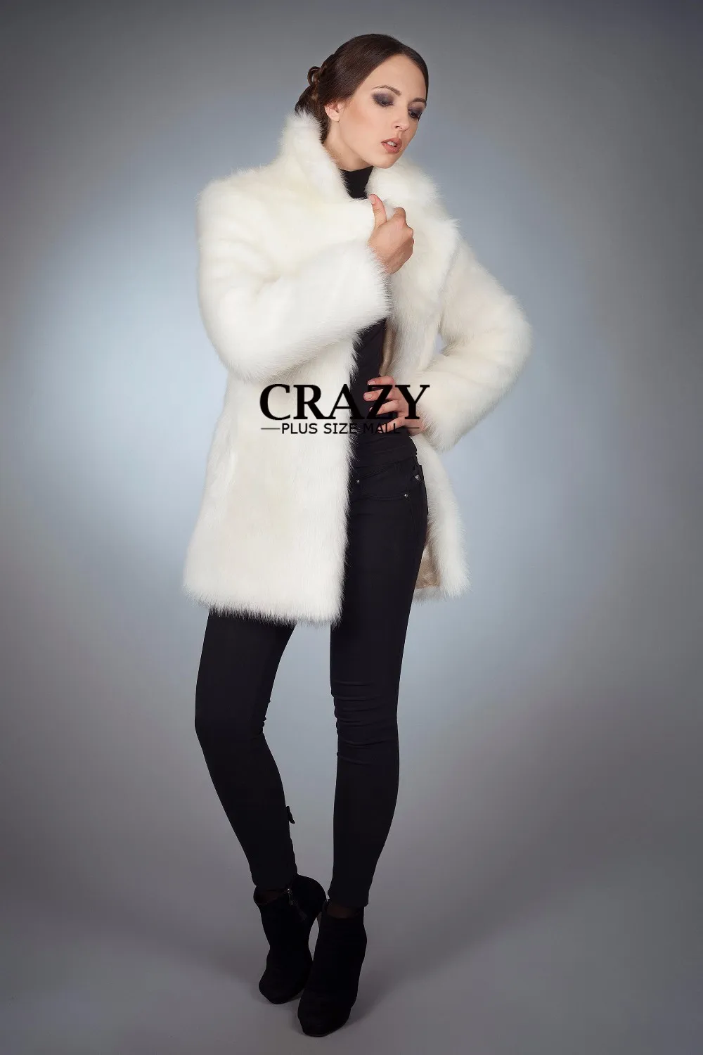 Новинка размера плюс 5XL зимний костюм воротник роскошный искусственный Лисий мех пальто для женщин искусственный мех пальто