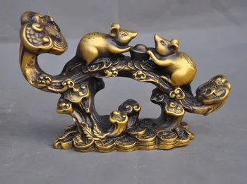 

christmas 9"Chinese fengshui Brass Wealth Yuanbao money Zodiac mouse auspicious Ru Yi RuYi new Year