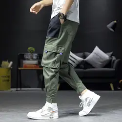 Мужские боковые накладные карманы лоскутные брюки 2019 хип хоп повседневные мужские спортивные брюки модные повседневные уличные брюки