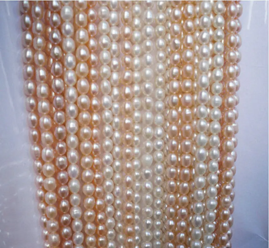 

5PC Fashion 8-9 mm Natural White Pink Purple Freshwater pearl Loose Beads 13.8
