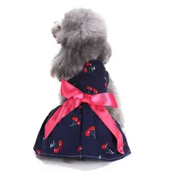 Милые девичьи вишня собака платье жилет юбка для чихуахуа Йорки Свадебные Платья Одежда для Товары для собак костюм для кошки