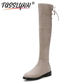 

TASSLYNN 2018 Zipper Women Boots Convenient Square Heels Winter Shoes Over The Knee Boots Short Plush Woman Boots Size 34-43