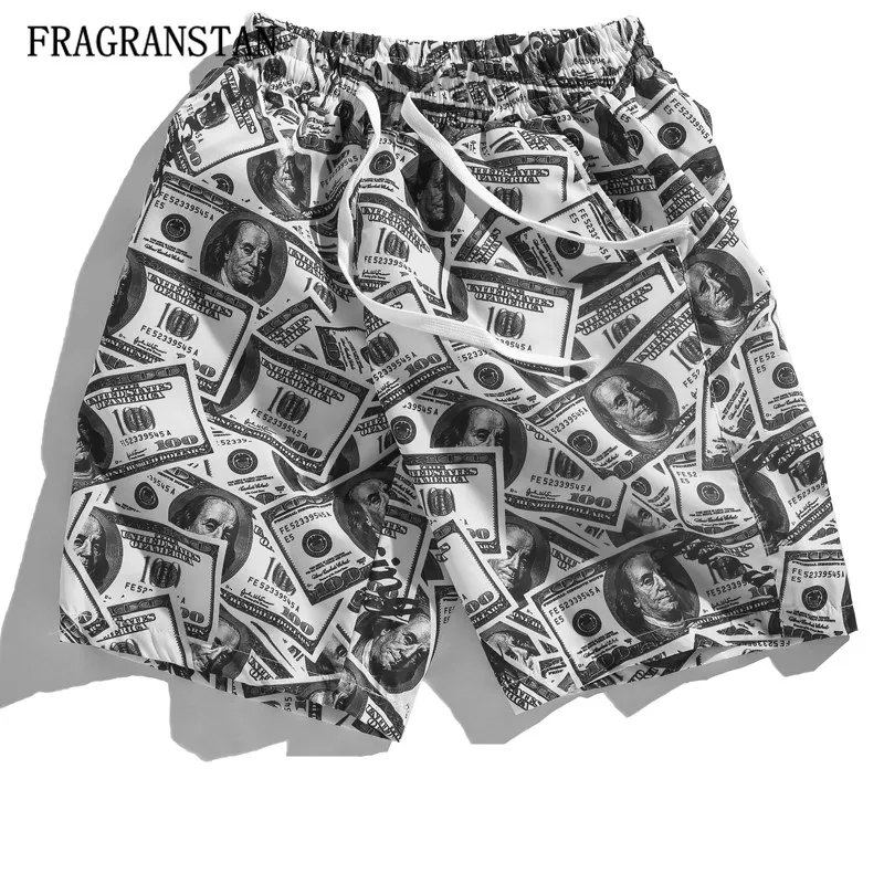 

2018 Women Spring Summer New Fashion Casual Shorts Female Harajuku Dollar Print Elastic Waist Shorts pantalon corto mujer JQ384