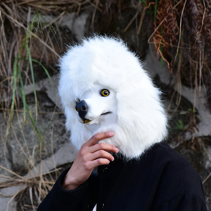 Samoyed Halloween Costume 2022 Halloween Siberian Husky Dog Latex Mask Novelty Samoyed White Poodle Dog Head Masks Festival Party Costume Animal Props Mask Masks Eyewear Aliexpress