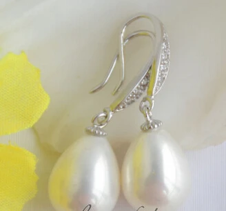 

hj 00524 16MM DRIP WHITE SOUTH SEA SHELL PEARL DANGLE EARRING