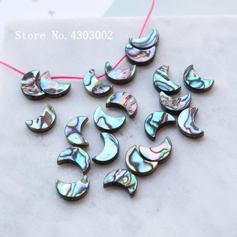 50pcs/lot 12mm Natural moon Abalone Shell Mother of Pearl shell for DIY Earrings Jewelry Peacock Blue MOP | Украшения и