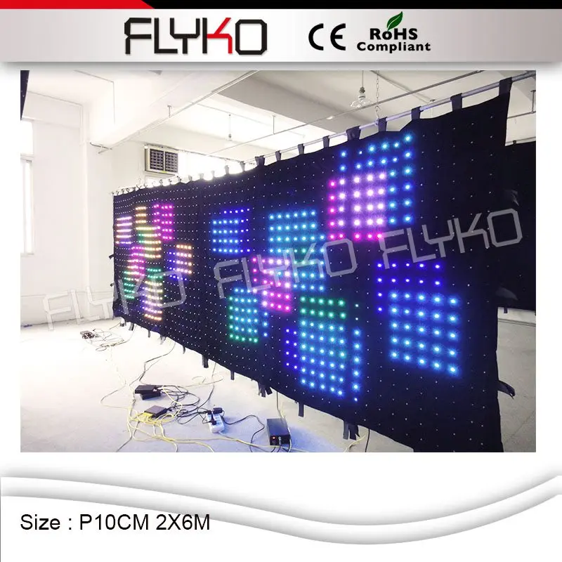 

Flyko stage 2x6m p10cm full color flexible soft Christmas led video display LED video curtain