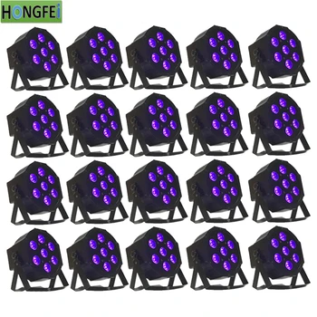

20pcs/ 7x18w 6in1 led par light rgbwa+uv led par falt par dmx512 professional stage lighting equipment