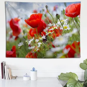 

Custom Poppy Flower Wall Cloth Hanging Tapestry Wedding Party Gift Bedspread Beach Towel Yoga Picnic Mat 140X200cm
