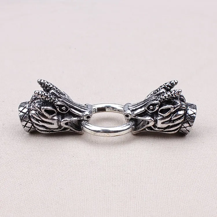 

1set/lot Hole Dia 10*10mm Antique Silver Dragon Head Fitting Leather Connectors DIY Necklace Bracelet Making Accessories