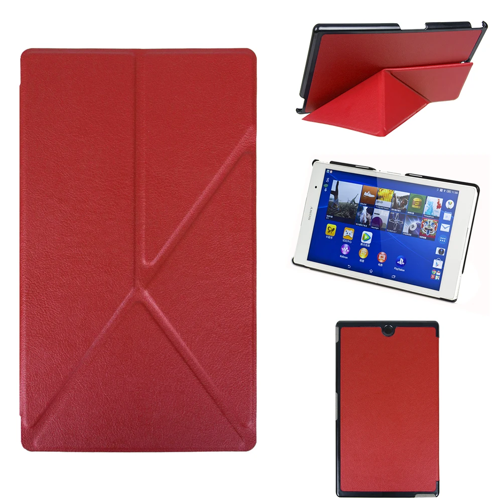 New Smart Cover Protective PU Leather Case for Sony Xperia Z3 8" Tablet Compact+ Screen Protector Film+ Stylus Pen