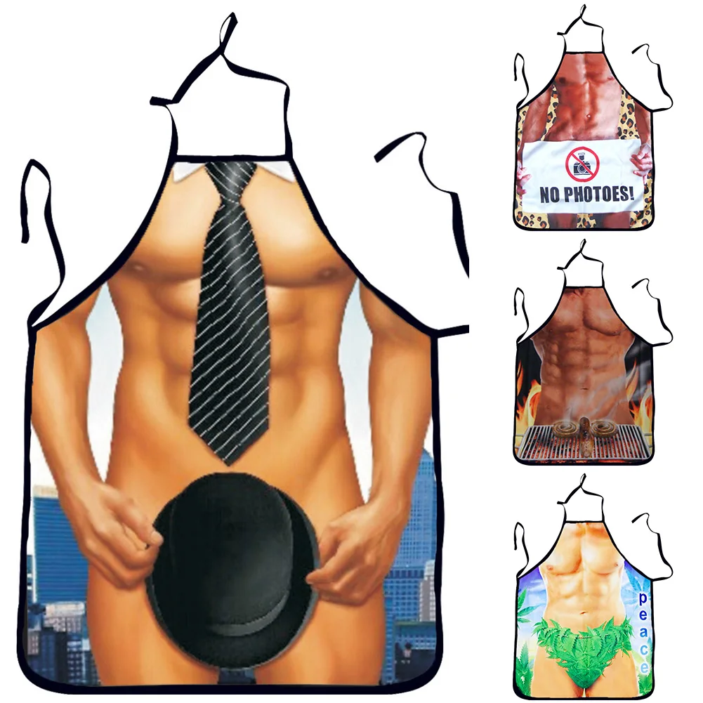 1Pcs Fashion Sexy Man Women 3D Printed Apron Bibs Home Cooking Baking Party Funny Cleaning Aprons Kitchen Accessories