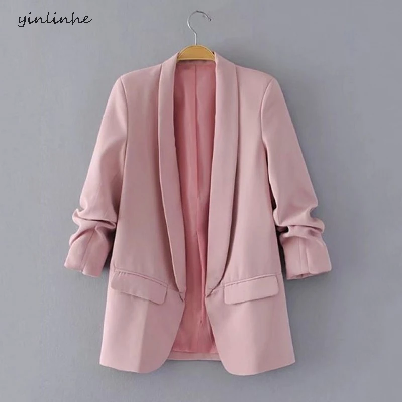 amazing yinlinhe Pink Suit Coat jackets Women Spring 2019 Elegant office ladies Formal Jackets Women chic P