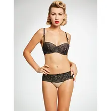 Женские короткие комплекты черный кружевной бюстгальтер на косточках