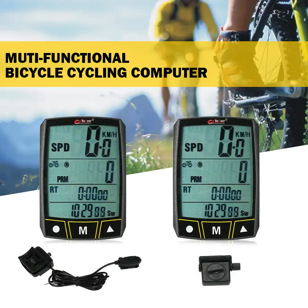 Lixada Bike Cycling Odometer Stopwatch Bicycle LED Measurable Speedometer Wireless Bicycle Computer Waterproof Rainproof Bicycle Riding Computer MultiFunction with Backlight,Temperature,Optional style