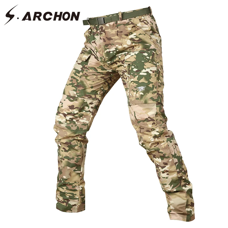 Billig S. ARCHON Sommer Quick Dry Abnehmbare Taktische Hosen Männer Abnehmbare Knie Länge Military Camouflage Hosen Elastische Camo Armee Hosen