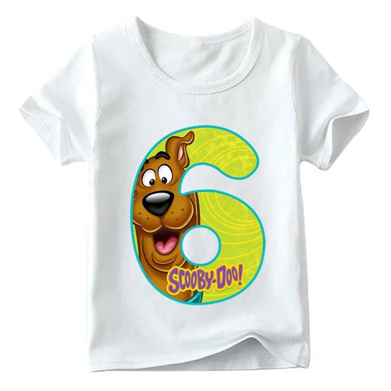 Boys and Girls Cartoon Scooby Doo Number 1~9th Print T shirt Baby Funny Cute T-shirt,Kids Birthday Present Clothes,ooo2427 - Цвет: ooo2427 F