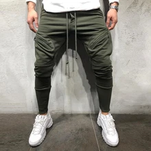 Модные спортивные джоггеры, штаны для фитнеса, хип-хоп, эластичные брюки с карманами, армейские спортивные брюки, тонкие мужские спортивные штаны для отдыха