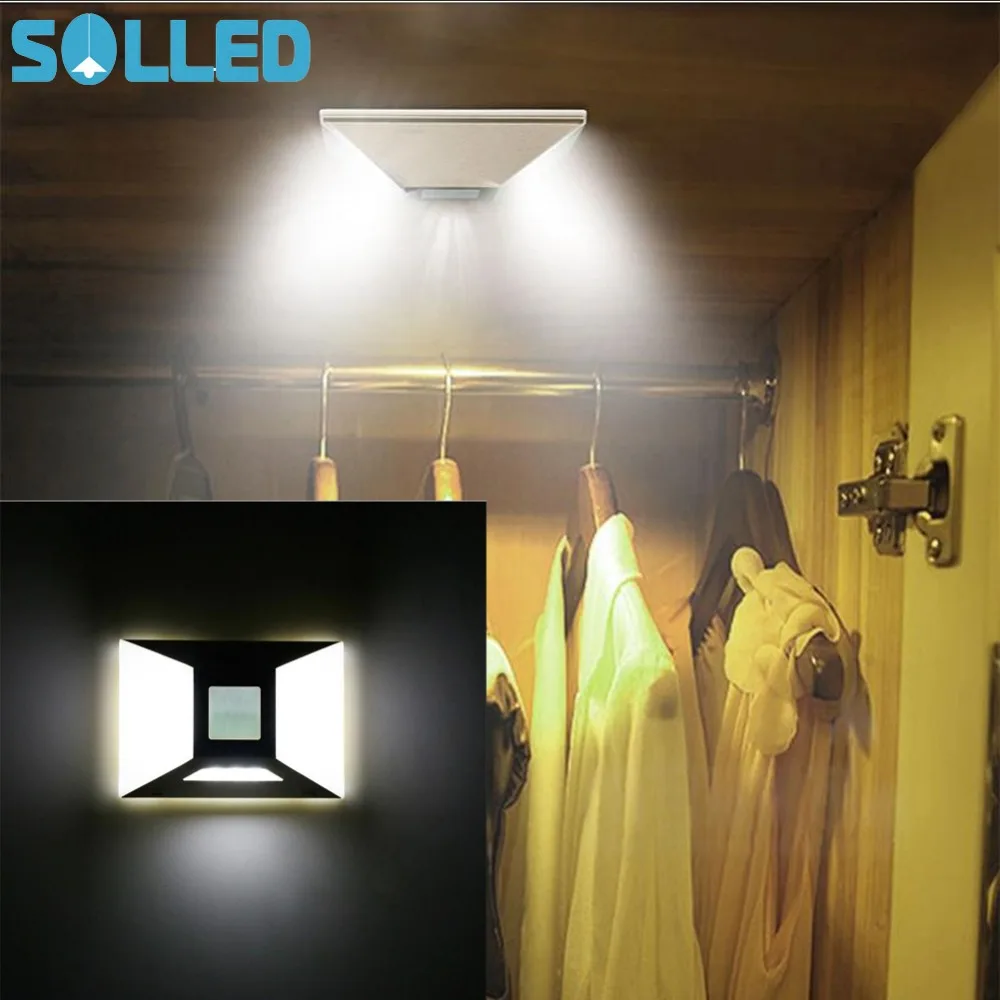 

SOLLED 9 LED Motion Sensor Night Light Battery Operated Wireless Wall Lamp LED Stick Anywhere Light Entrance Bathroom Cabinet
