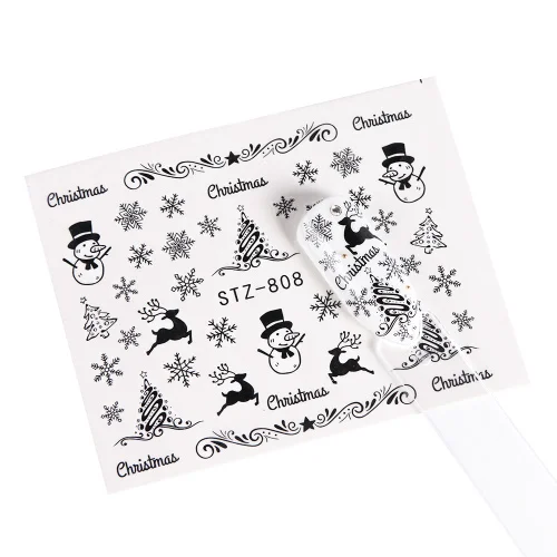 1 шт Водные Наклейки для ногтей Рождество год украшения наклейки для ногтей Санта Клаус подарок слайдеры тату маникюр декор TRSTZ797-808 - Цвет: STZ808