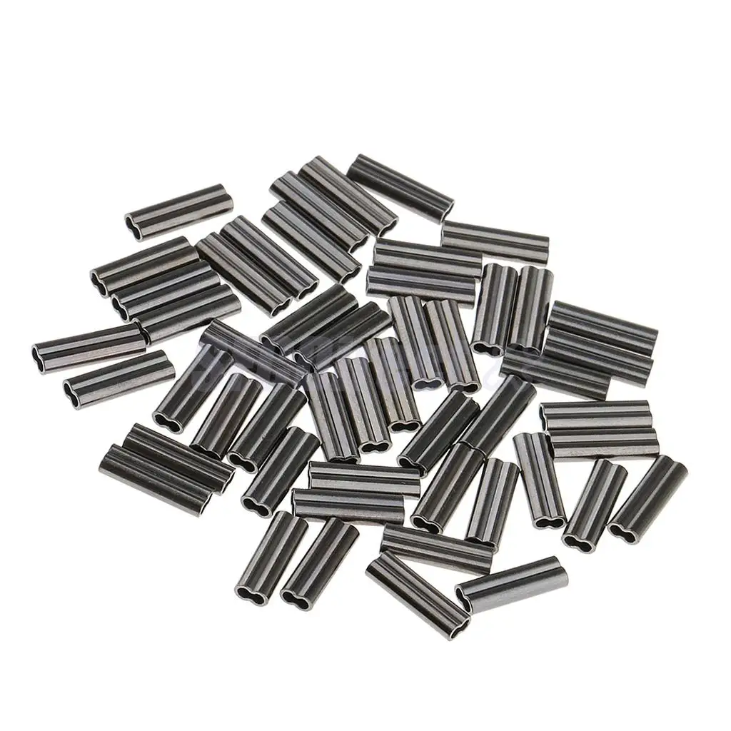 100pcs Double Barrel Copper Crimp Sleeves Fishing Crimps 1mm /1.2mm Bore