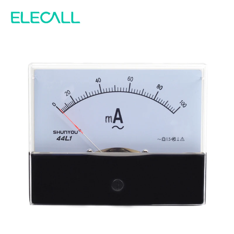 ELECALL 44L1 100mA переменного тока 0 ~ 100mA прямоугольник набора текущее тесте Панель Аналоговый амперметр