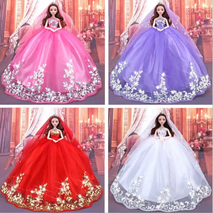 

2019 New 10 style Handmake Long Dresses for 30cm Movable Body Girls 1/6 Dolls Beautiful Princess Big Trailing Wedding Dress