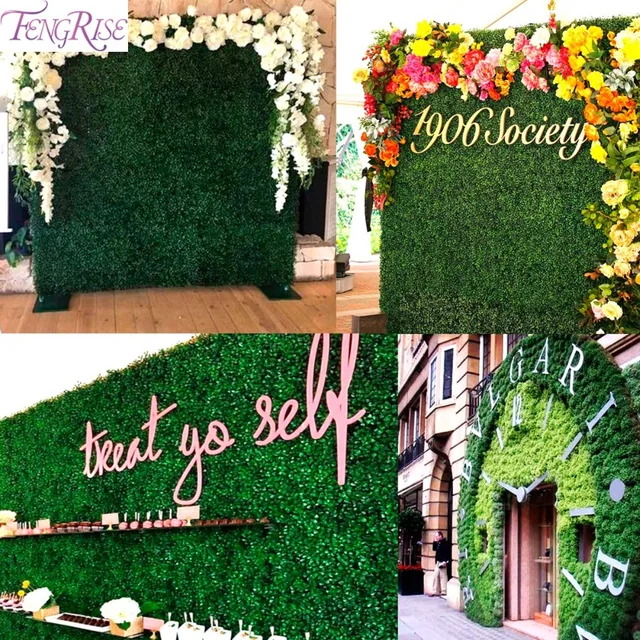 FENGRISE Green Flower Artificial Grass Backdrop Fake Moss Artificial
