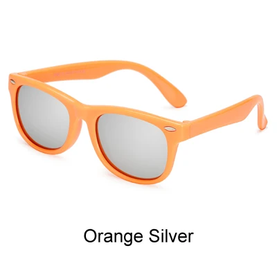 Ralferty Дети Мальчики TR90 небьющиеся поляризационные солнцезащитные очки Детская безопасность для девочек Polaroid UV400 Зеркальные Солнцезащитные очки Спортивные oculos - Цвет линз: Orange Silver