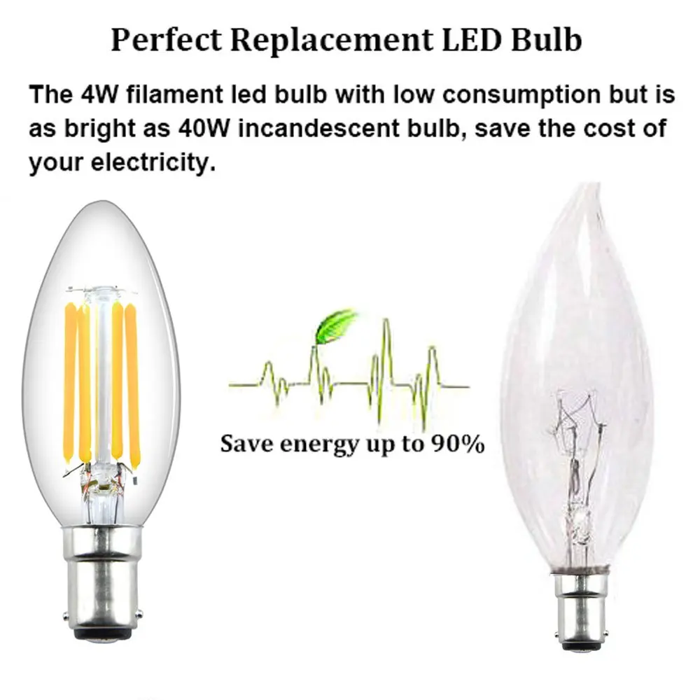 СВЕТОДИОДНЫЙ свеча лампа накаливания лампы Затемнения B15 SBC байонет 4W Ba15d Винтаж теплый белый 2700K 40W Замена(4-Pack