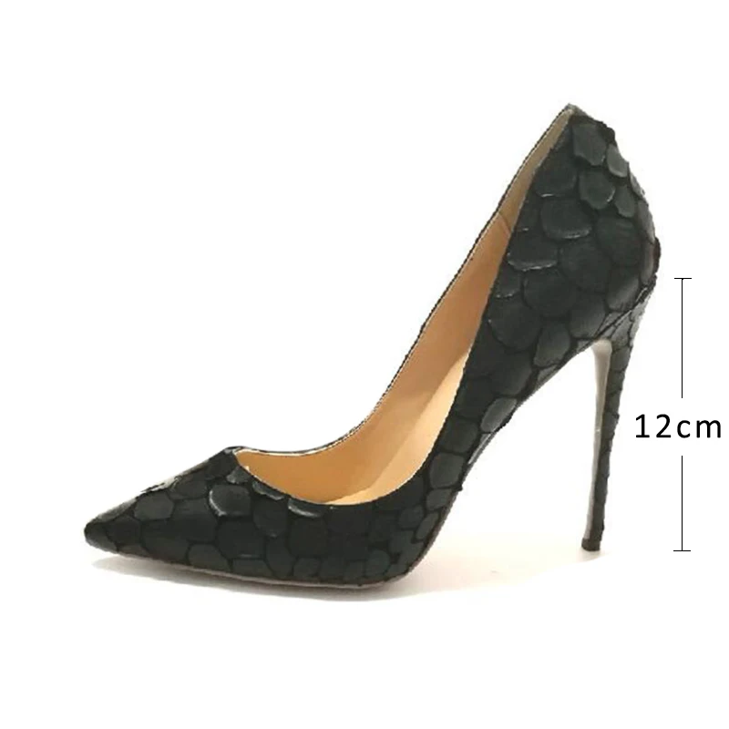 DorisFanny/свадебные туфли; коллекция года; очень пикантные женские черные туфли на высоком каблуке; вечерние туфли с острым носком на шпильке 12 см; цвет розовый, красный - Цвет: black 12cm