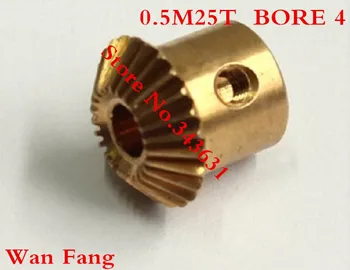 

2PCS Bevel Gear 25T 0.5 Mod M=0.5 Modulus Ratio 1:1 Bore 4mm Brass Right Angle Transmission parts machine parts DIY