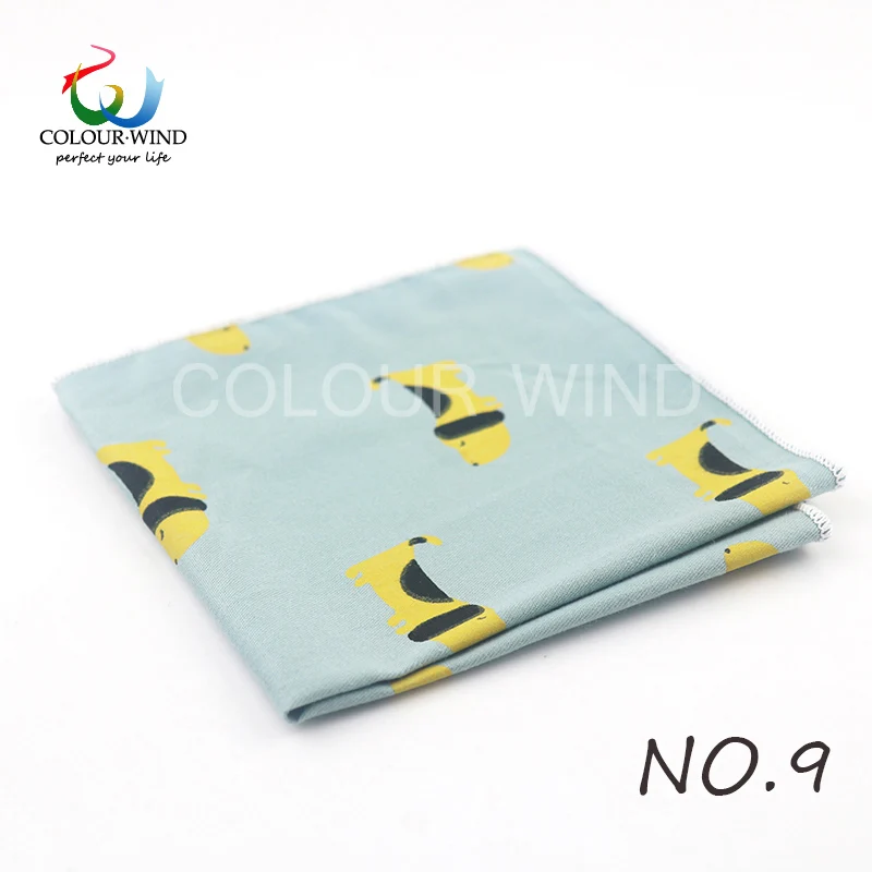 Men's Top Cotton Pocket Square 22*22CM Penguin Lion Cat Printed Handmade Cartoon Handkerchief Elegant Fashion Men Tie Suit