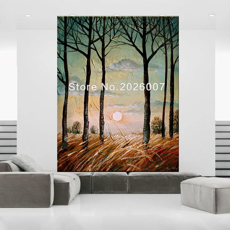 

Hand Painted Landscape Enveloped by the Evening Mist Thick Palette Knife Oil Painting On Canvas Modern Home Decoration Fine Wall