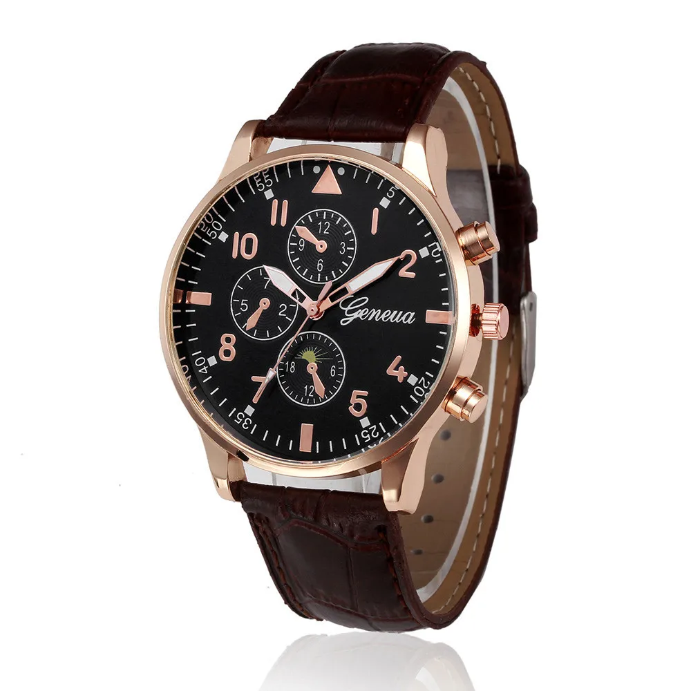 

Luxury Brand Geneva Men's Watch Retro Design Leather Band Analog Quartz Ladies Dress Wrist Watch Clock Womens Watches reloj